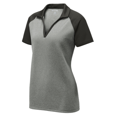 Sport-Tek® Ladies PosiCharge® RacerMesh® Raglan Heather Block Polo