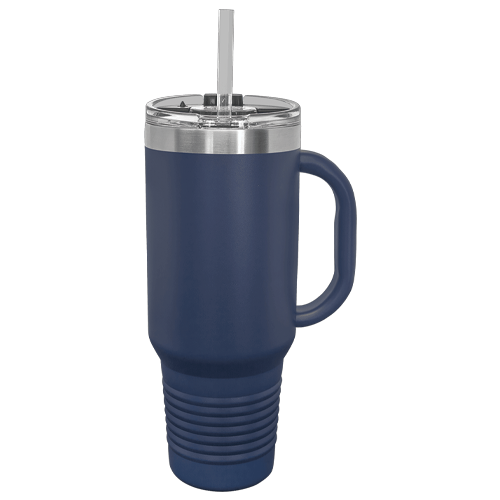Polar Camel 40 oz. Navy Blue Travel Mug with Handle, Straw Included